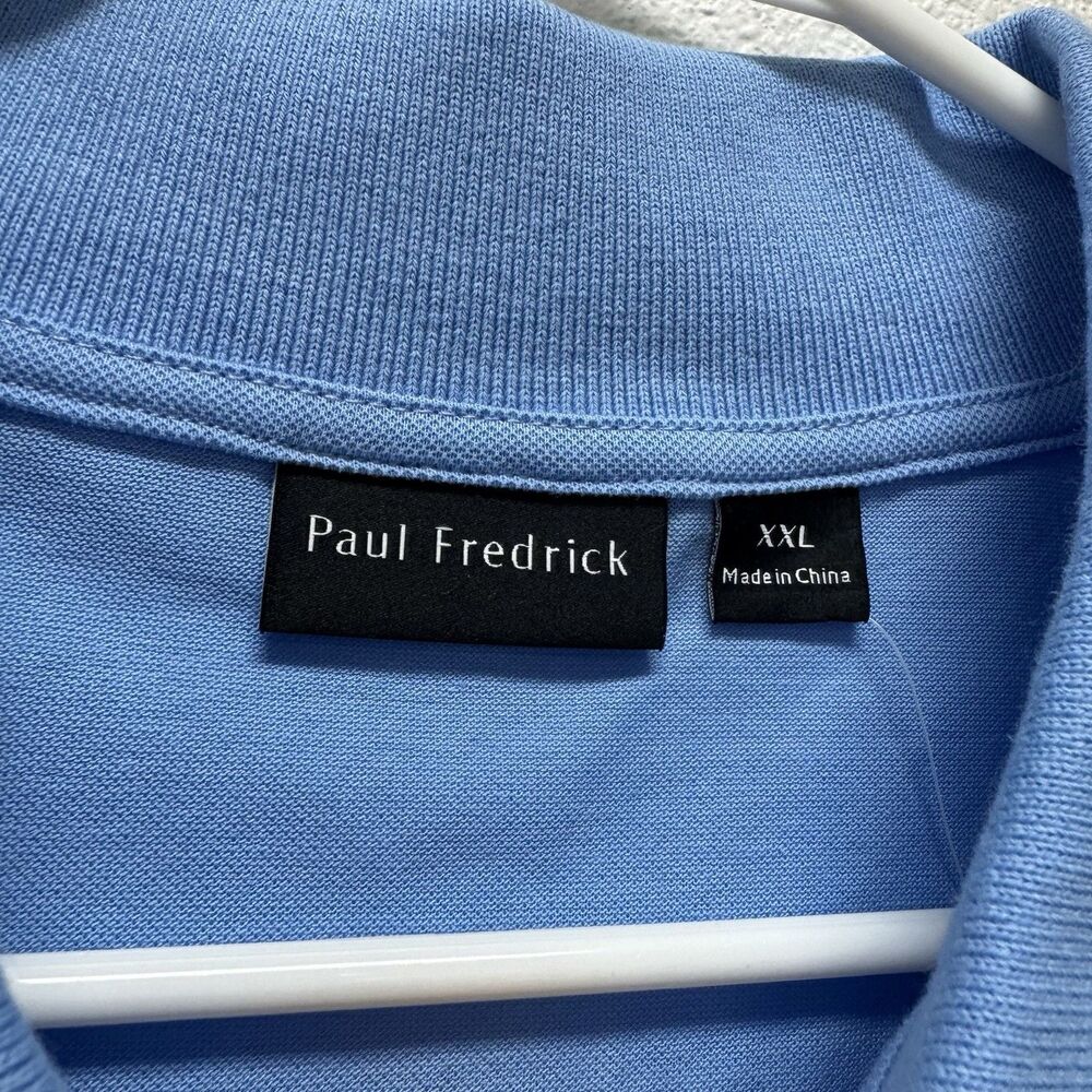 Paul Fredrick Polo Shirt Mens XXL Light Blue Tipped Collar Short Sleeve NEW - Picture 2 of 6